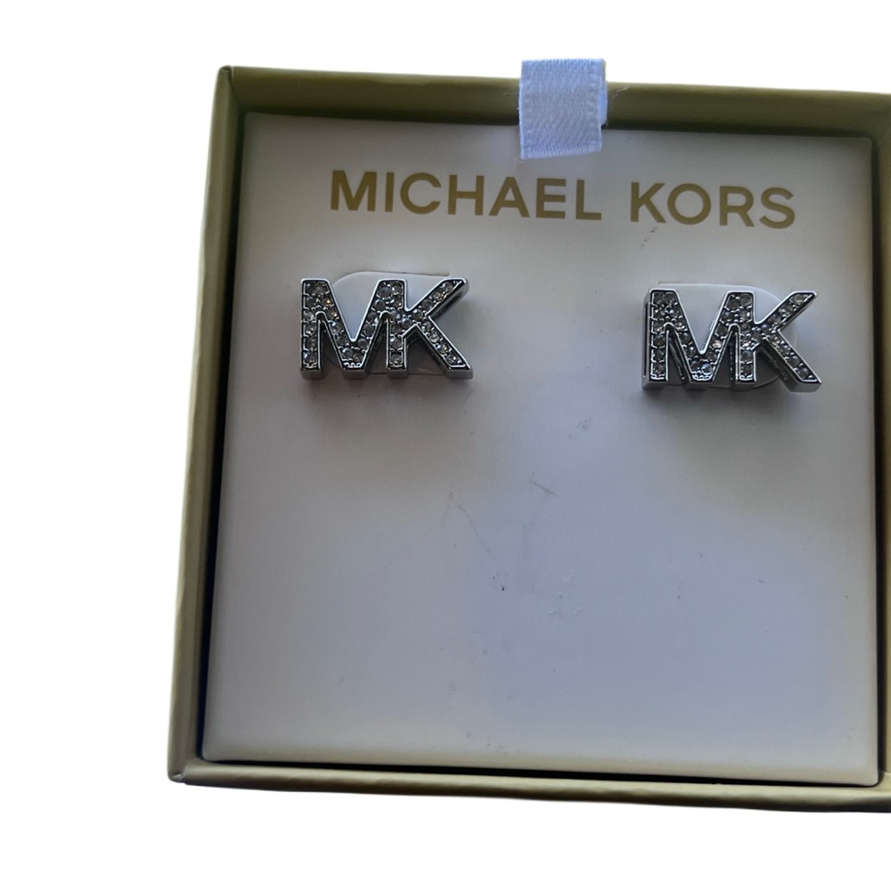 Michael Kors Silver MK earrings